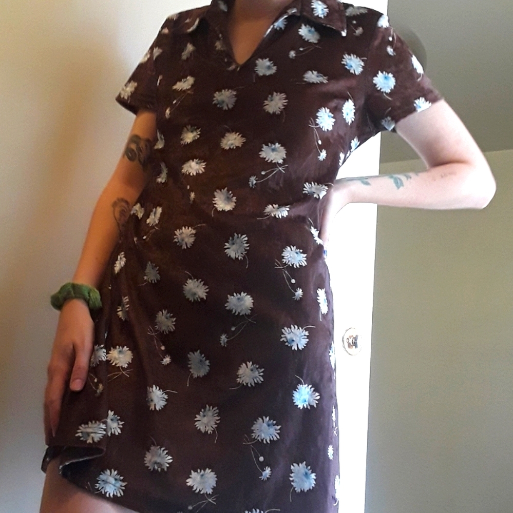 𑁍 velour floral mini dress 𑁍